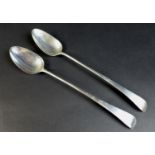 Two Two George III silver old English pattern George III silver basting spoons, both with the