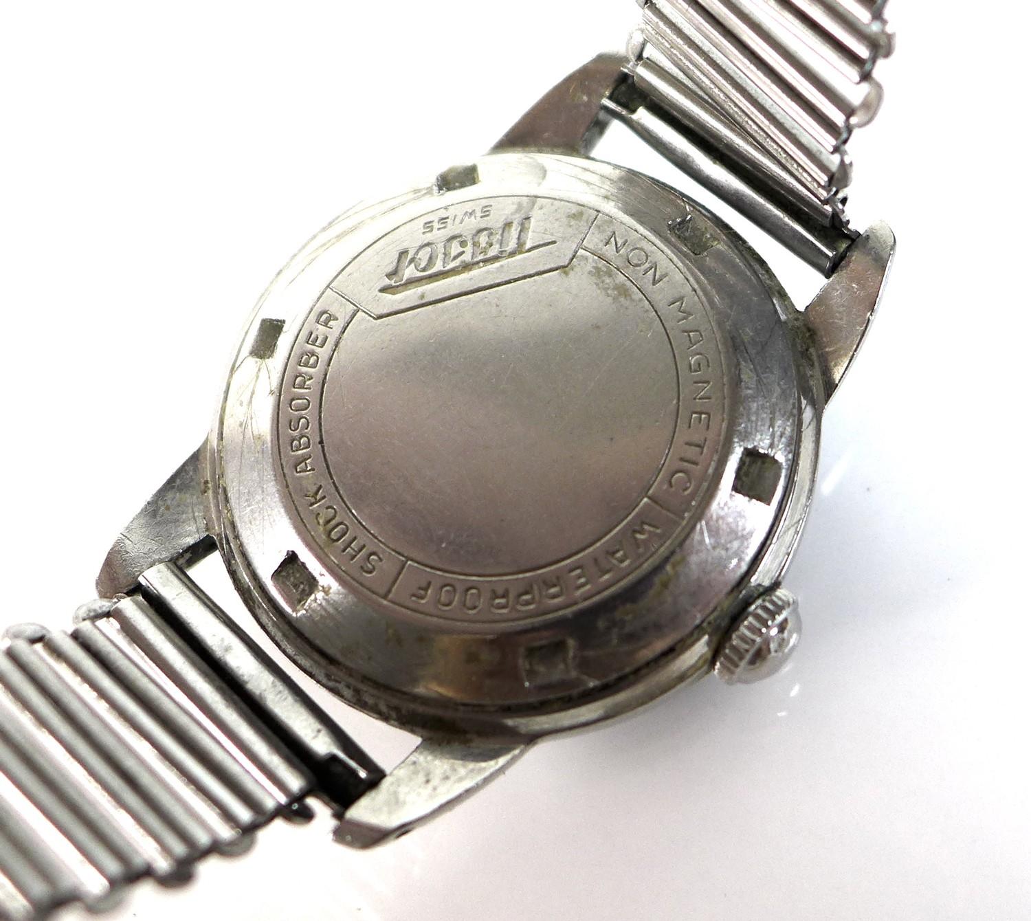 A vintage Tissot stainless steel gentleman's wristwatch, circa 1960, circular silvered dial with - Image 3 of 5