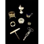 A group of Georgian and later silver items, comprising A late 19th century silver salt of