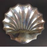 A George V silver shell form dish