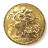 An Elizabeth II gold sovereign, 1965.