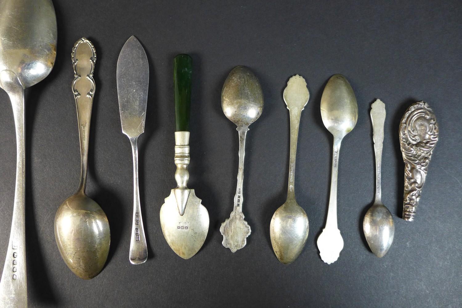 A collection of English, American and Danish silver spoons, including a George III silver table - Image 5 of 8