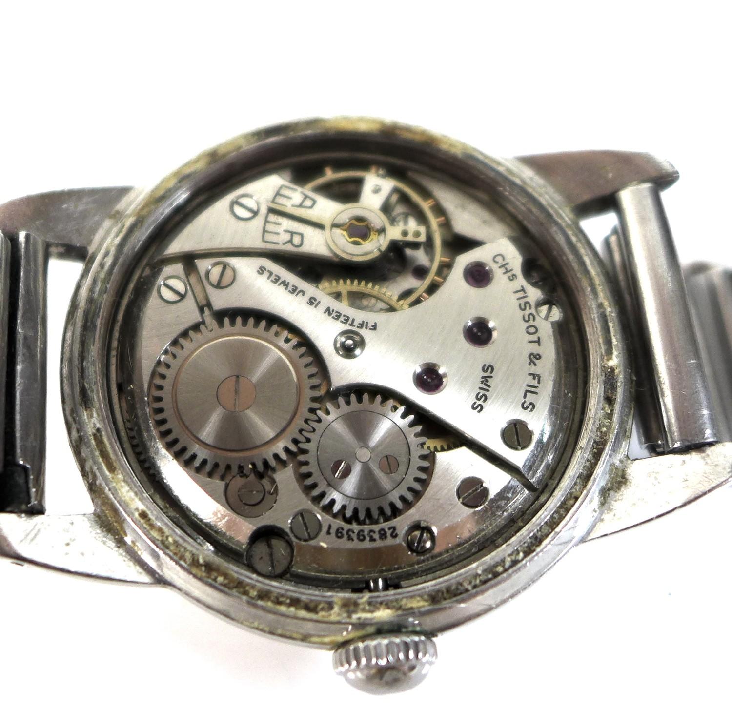 A vintage Tissot stainless steel gentleman's wristwatch, circa 1960, circular silvered dial with - Image 5 of 5