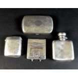 Four Victorian and later silver items, comprising a Victorian card case of oblong form with blank