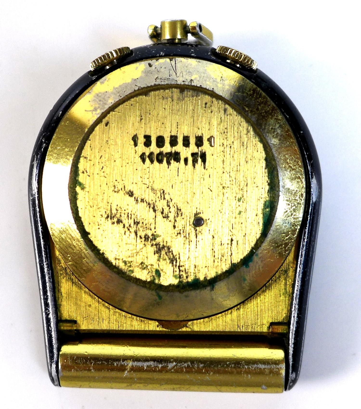 A vintage Jaeger LeCoultre pocket alarm clock, circa 1969, ref 11074.71, the brushed gold dial - Image 2 of 4