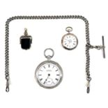 A late Victorian silver cased pocket watch, H. Samuel, Manchester, open faced, key wind, number