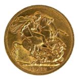 A George V gold sovereign, 1912.