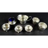 A pair of Victorian early Art Nouveau silver salts, Sibray, Hall & Co (Frederick Sibray & Job