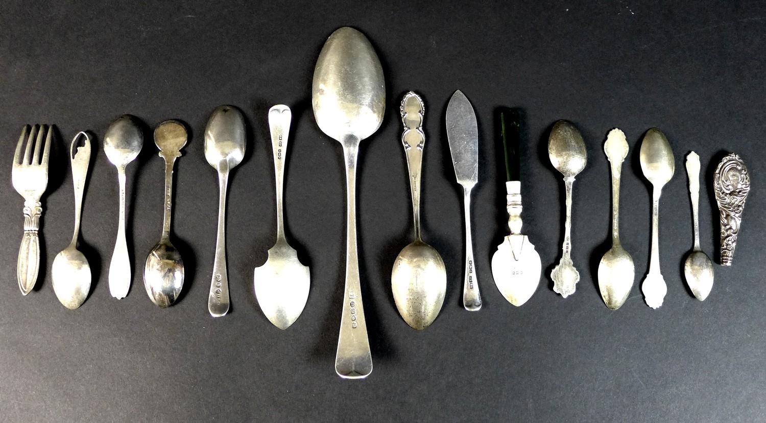 A collection of English, American and Danish silver spoons, including a George III silver table - Image 2 of 8