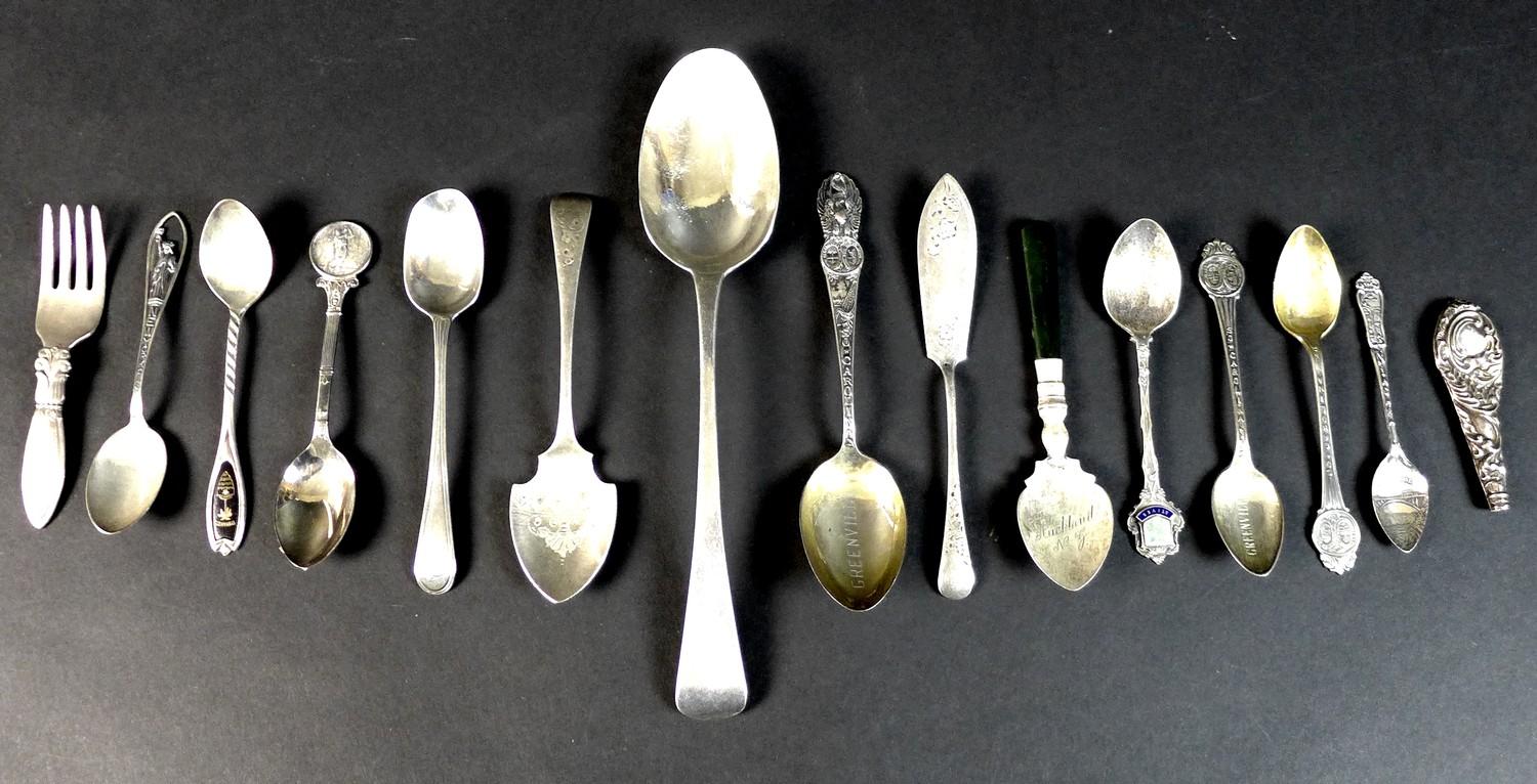 A collection of English, American and Danish silver spoons, including a George III silver table