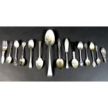 A collection of English, American and Danish silver spoons, including a George III silver table