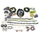 A quantity of silver, pearl and gem set and costume jewellery including a pearl and opaline