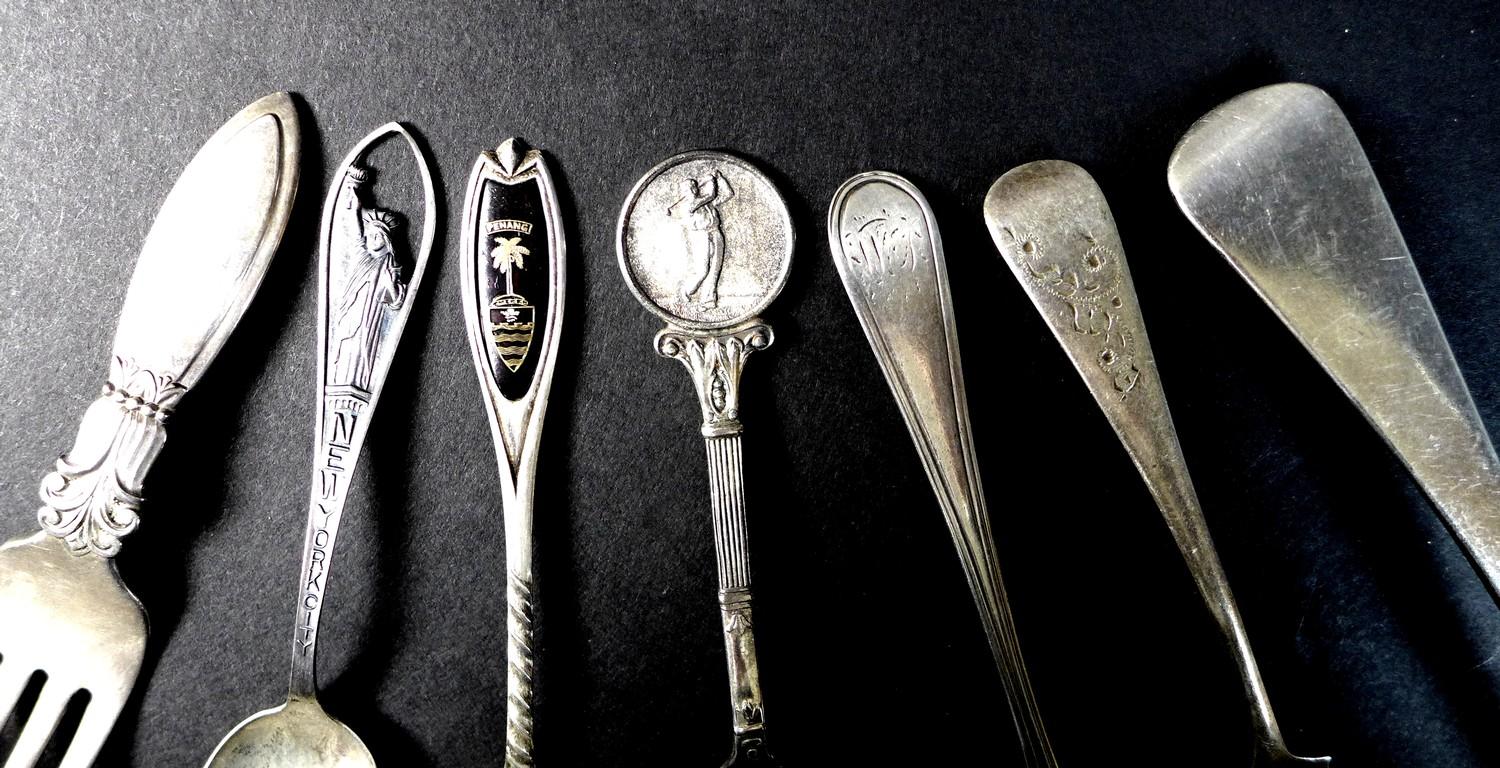 A collection of English, American and Danish silver spoons, including a George III silver table - Image 6 of 8