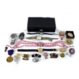 A collection of wristwatches and costume jewellery, including a Continental, a Pulsar Kinetic and