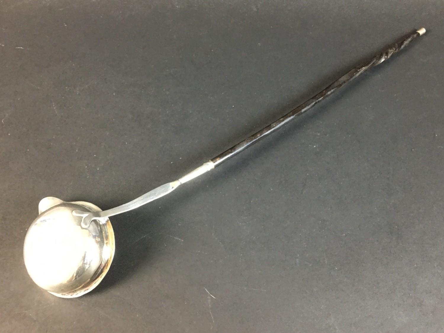 A William IV silver toddy ladle and two others, all with twisted whale bone handles, comprising a - Image 11 of 13