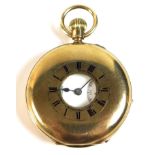 A 9ct gold cased half hunter pocket watch by J. W. Benson, keyless wind