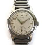 A vintage Tissot stainless steel gentleman's wristwatch, circa 1960, circular silvered dial with