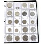 A collection of British coins, including 1893 crown, 1887 double florin 1916 florin, Queen