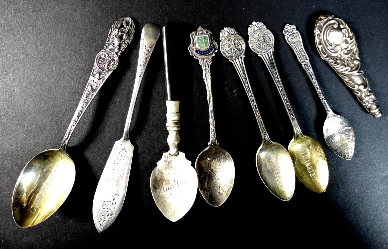 A collection of English, American and Danish silver spoons, including a George III silver table - Image 7 of 8