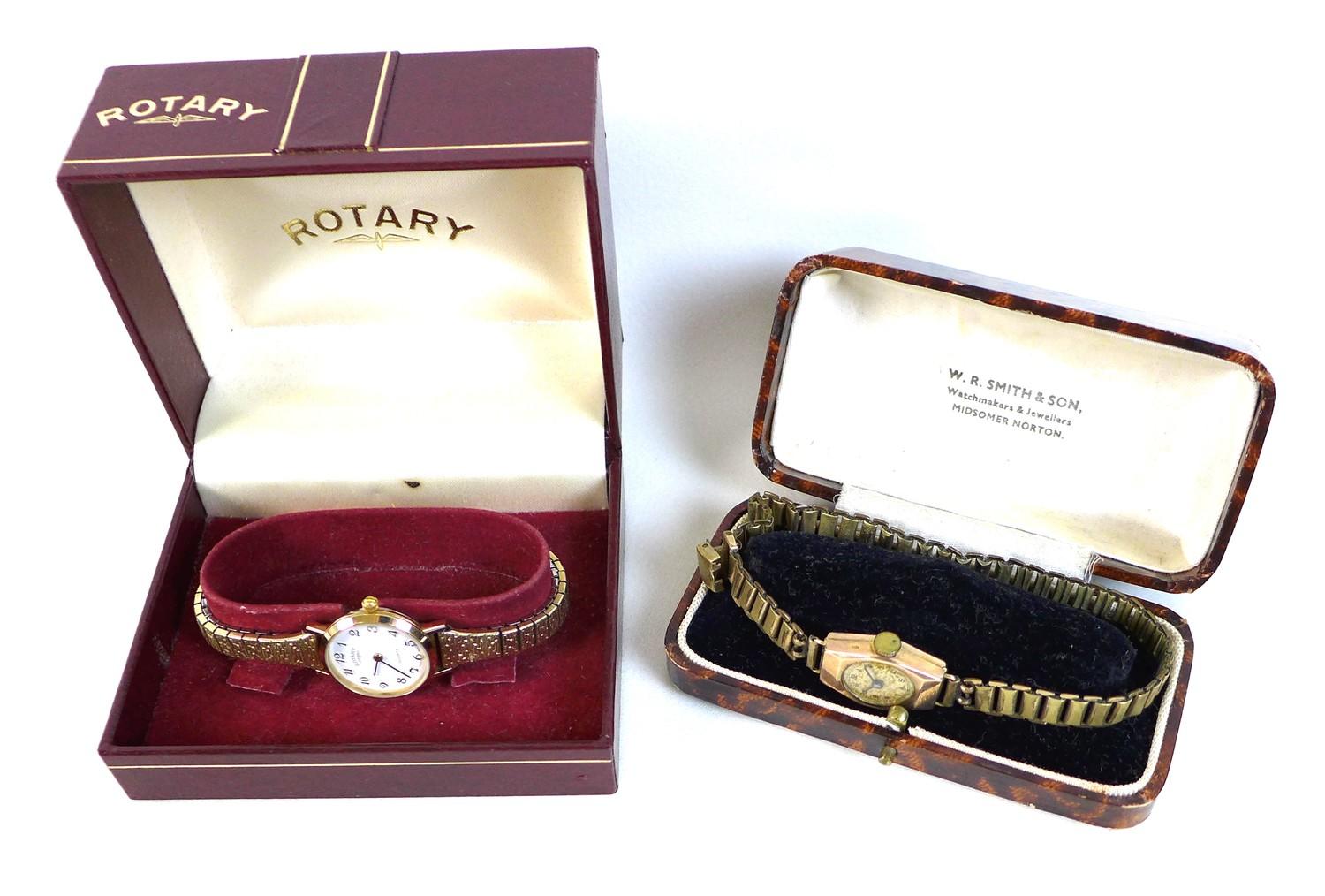 A group of three vintage lady's wristwatches, comprising a 9ct gold cased wristwatch, with - Image 5 of 5