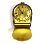 A vintage Jaeger LeCoultre pocket alarm clock, circa 1969, ref 11074.71, the brushed gold dial