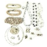 A collection of pearl and 9ct gold jewellery including a 9ct white gold ring set with a pearl with