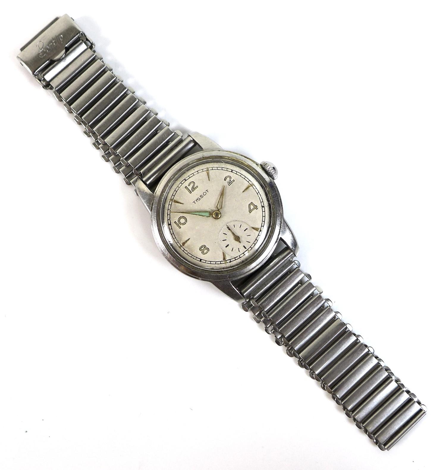 A vintage Tissot stainless steel gentleman's wristwatch, circa 1960, circular silvered dial with - Image 2 of 5