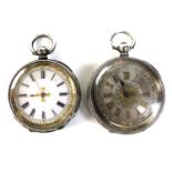 Two Continental 935 silver pocket watches, one marked Made in Switzerland with silver face and Roman