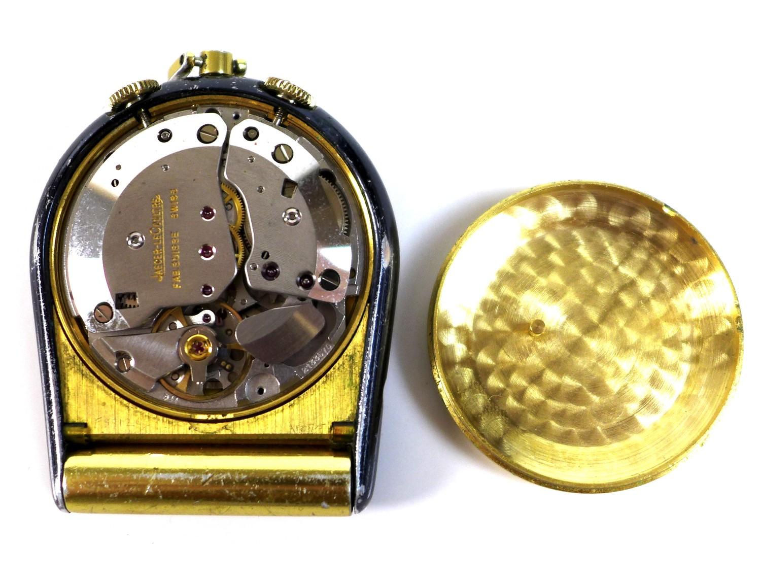 A vintage Jaeger LeCoultre pocket alarm clock, circa 1969, ref 11074.71, the brushed gold dial - Image 3 of 4