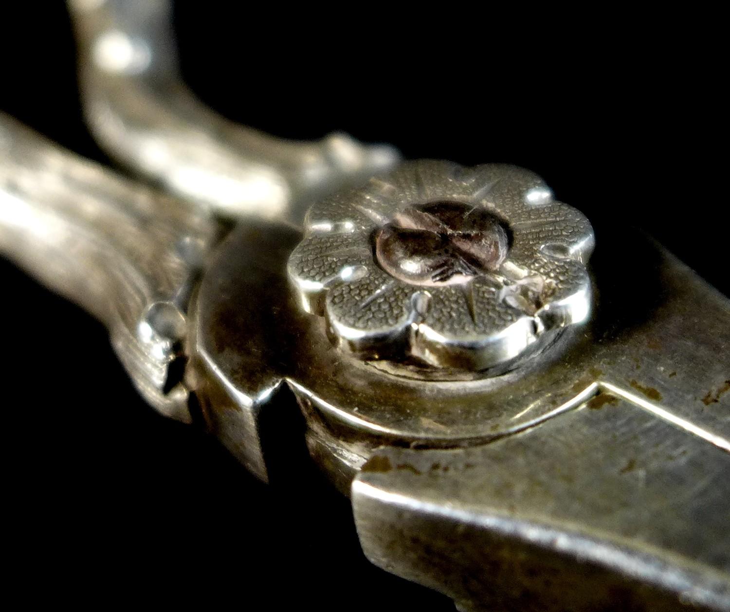 A pair of Victorian silver grape scissors, with ornate handles decorated with vines and grapes, H - Image 2 of 8