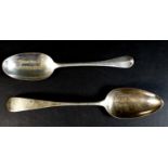 Two 19th century silver table spoons, comprising a George III Scottish silver table spoon,