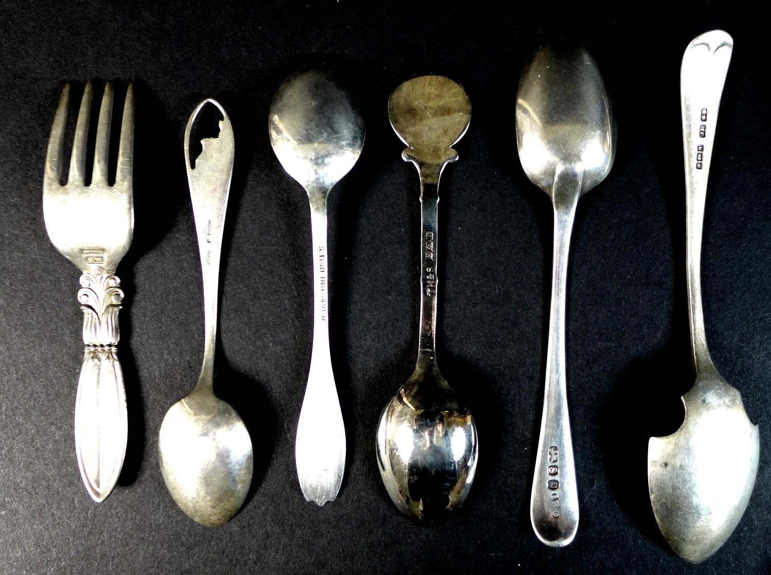 A collection of English, American and Danish silver spoons, including a George III silver table - Image 4 of 8