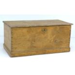 A Victorian pine blanket chest, lift lid and candle box, 93 by 48 by 43cm high.