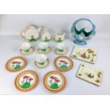 A collection of Art Deco and similar style ceramics, comprising, a Beswick Art Deco style floral