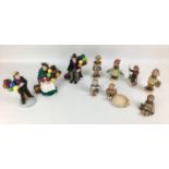 A collection of Royal Doulton and Hummel figurines, comprising, three Royal Doulton figurines, '