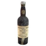 Vintage Port: a bottle of 1945 Borges vintage port, wax capsule, U: base of shoulder.