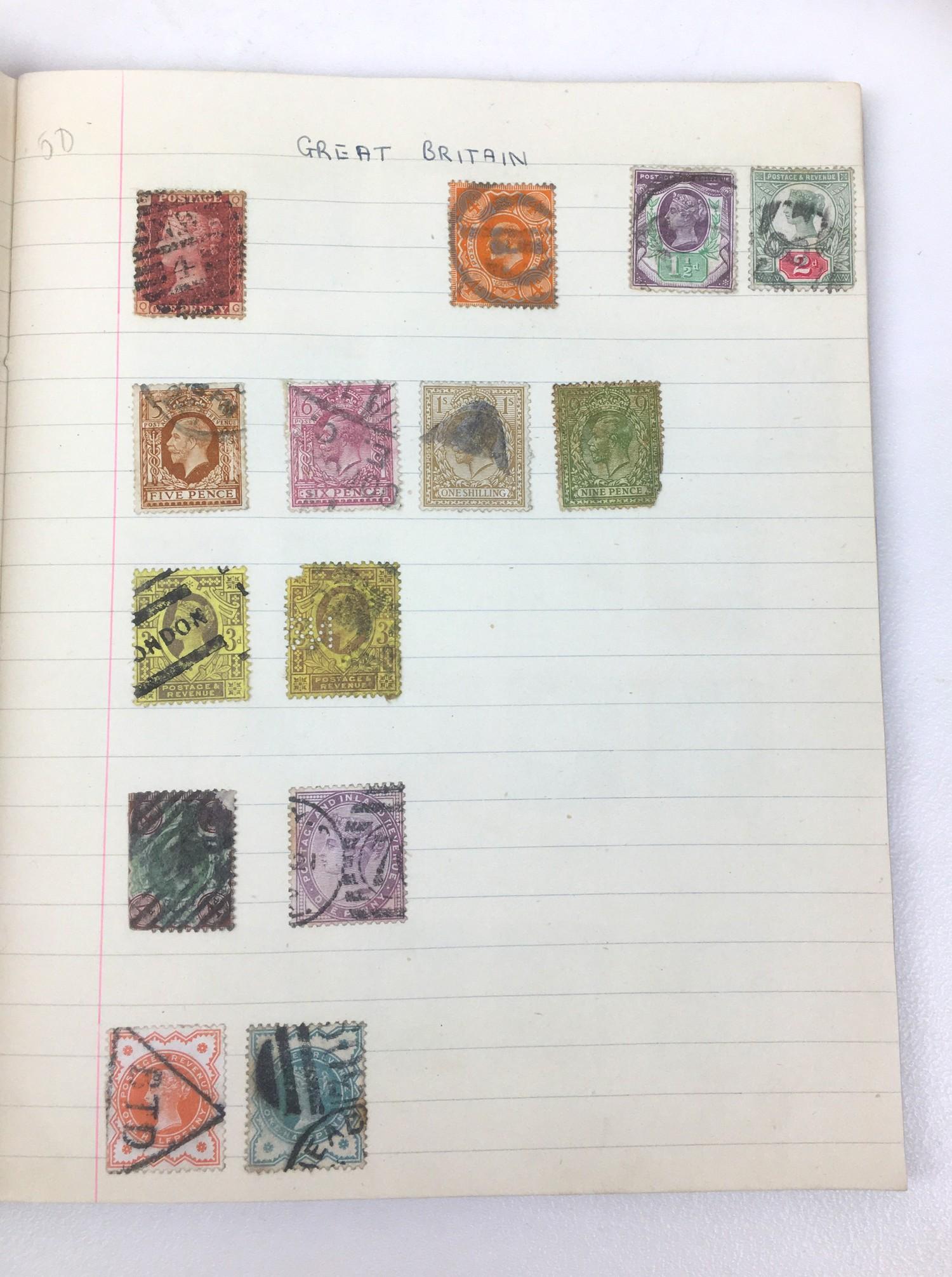 A collection of British stamps, including eight albums of various sizes of stamps, including one old