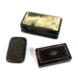 A 19th century tortoiseshell box, the sliding fitted lid inlaid with gold coloured border with