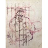 Attributed to Ruskin Spear (British, 1911-1990): 'Caged Ape', unsigned, ink on paper, 17.5 by 13.