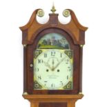 An early 19th century oak longcase clock, circa 1830, by Joseph Wilson of Stamford, painted arch