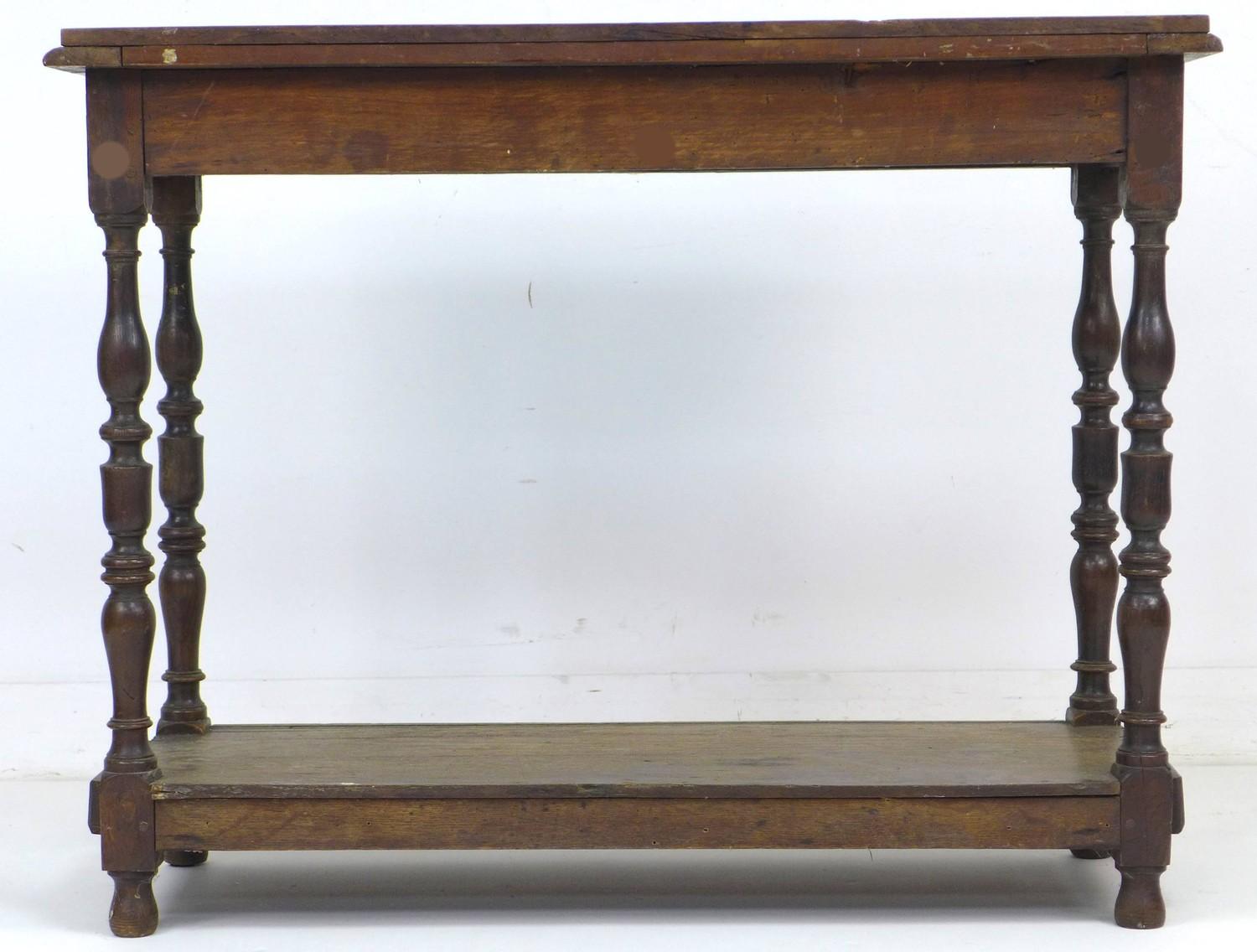 An 18th century style oak side table, with carved freeze decorated with shells, turned legs and - Image 4 of 4