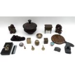 A group of Oriental pottery, bronze and collectables, including an earthenware pot and cover