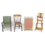 A group of four items of furniture, comprising a child's metamorphic high chair, 31 by 40 by 75cm