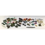 A collection of over thirty Dinky and Matchbox die-cast model military and other vehicles for