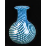 A 19th century Clichy style cane work vase, with blue and white swirl decoration, 9.5 by 12.5cm.