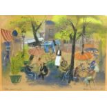 Continental School (mid 20th century): Fauvist style cafe street scene in Paris Montmartre,