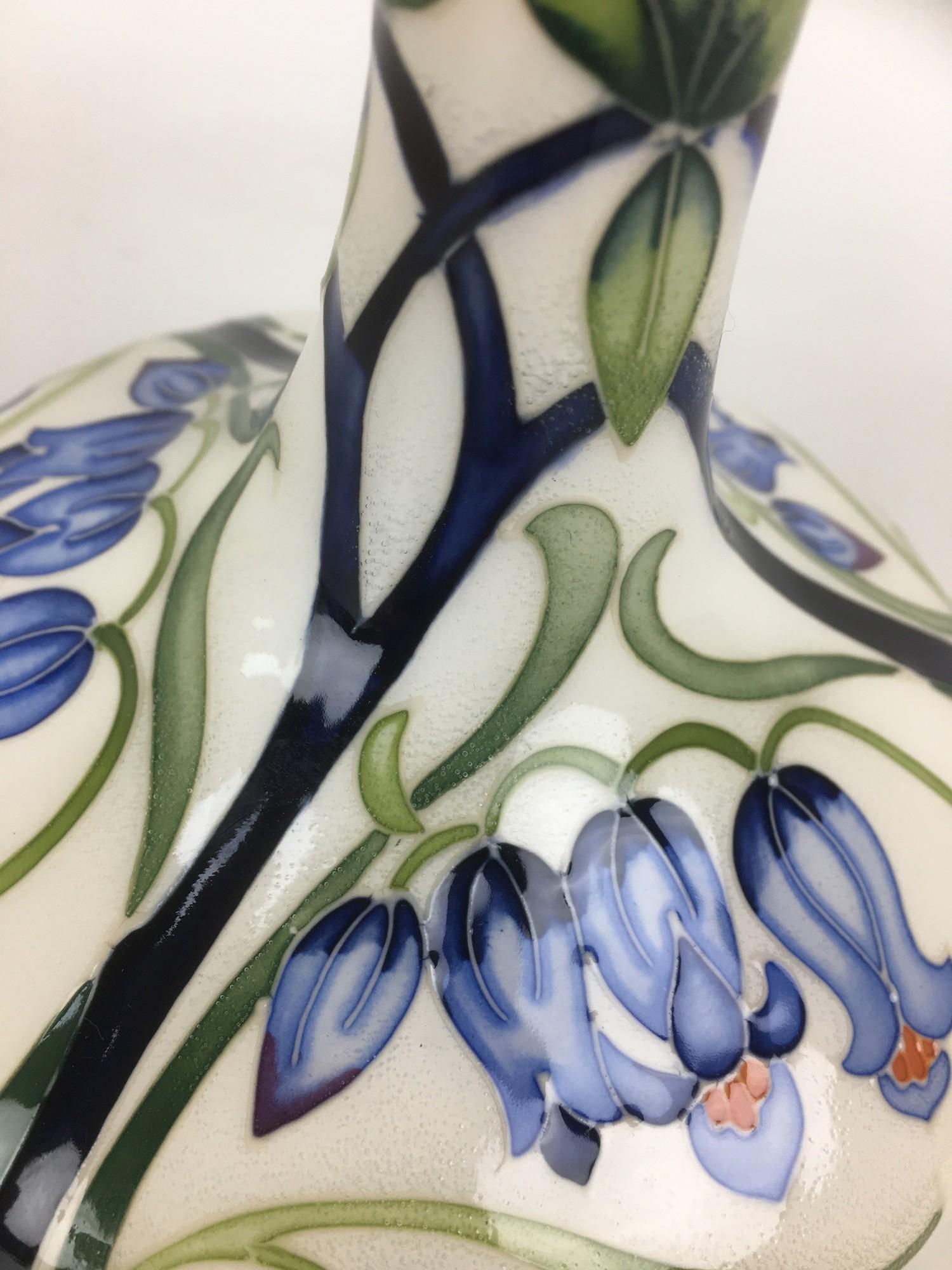 A Moorcroft pottery Otley Chevin Bluebell pattern bottle vase, with impressed marks to base, by - Image 2 of 3