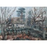 Paul Maze (1887-1979), The Chapel grounds, watercolour, signed, 56cm x 76cm.