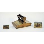 A Victorian black gilt and painted papier mâché stationery stand by Jenners & Betteridge,