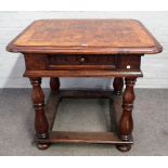 A 19th century North European centre table, the primitive square parquetry inlaid top,